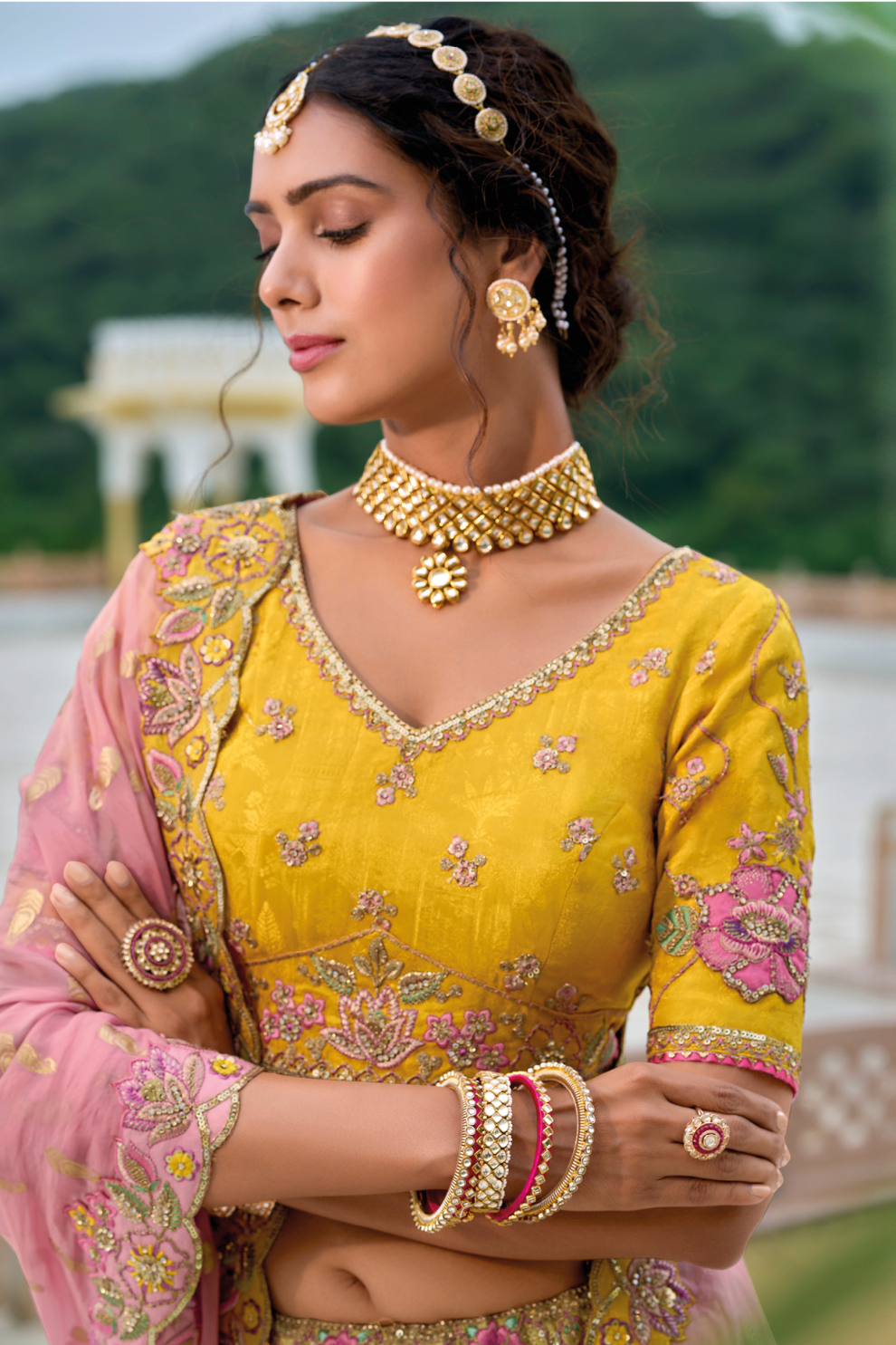 Beautifully Shaded Silk Lehenga with Handcrafted Embroidery & Cutwork