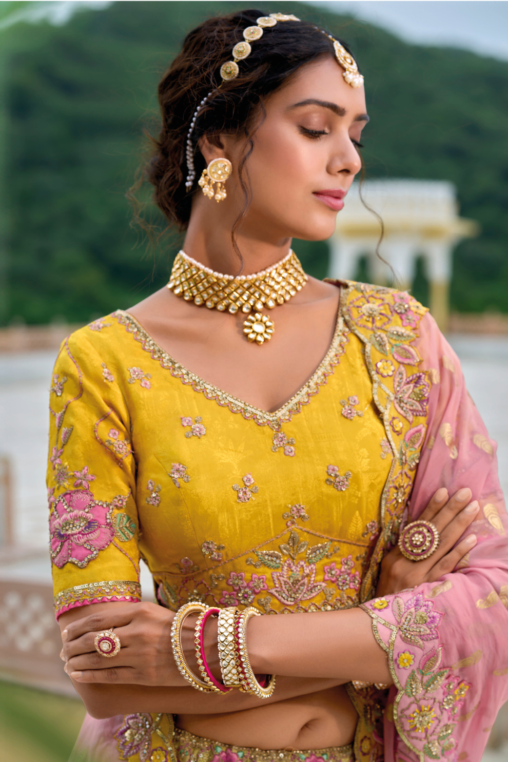 Beautifully Shaded Silk Lehenga with Handcrafted Embroidery & Cutwork