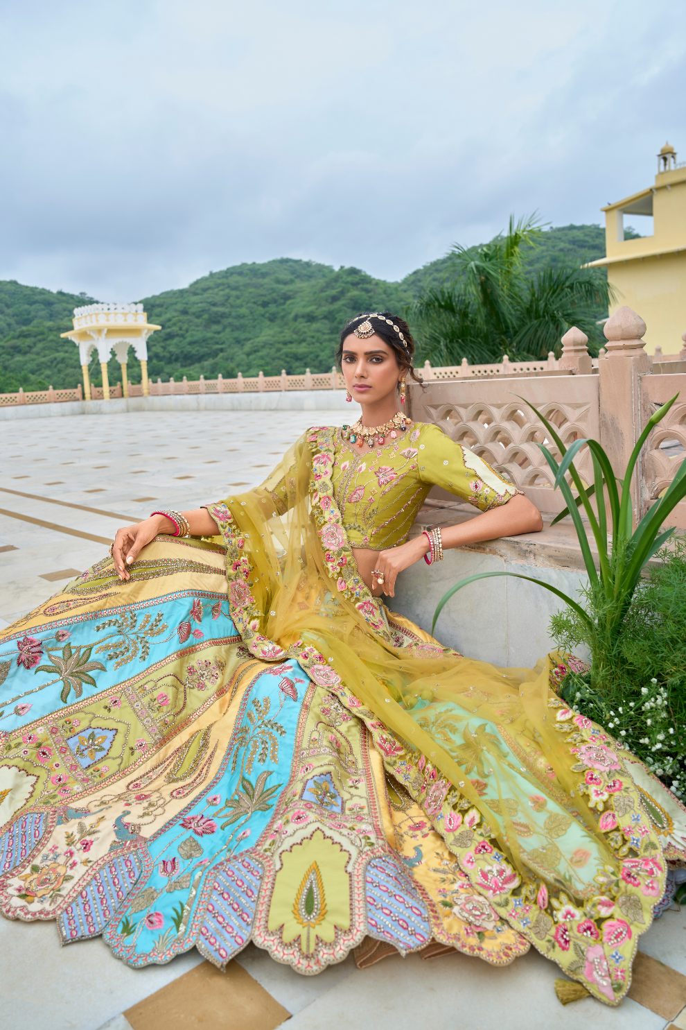 Beautifully Shaded Silk Lehenga with Handcrafted Embroidery & Cutwork