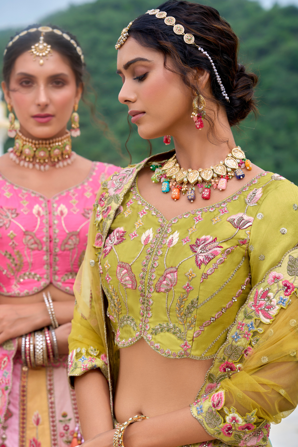Beautifully Shaded Silk Lehenga with Handcrafted Embroidery & Cutwork