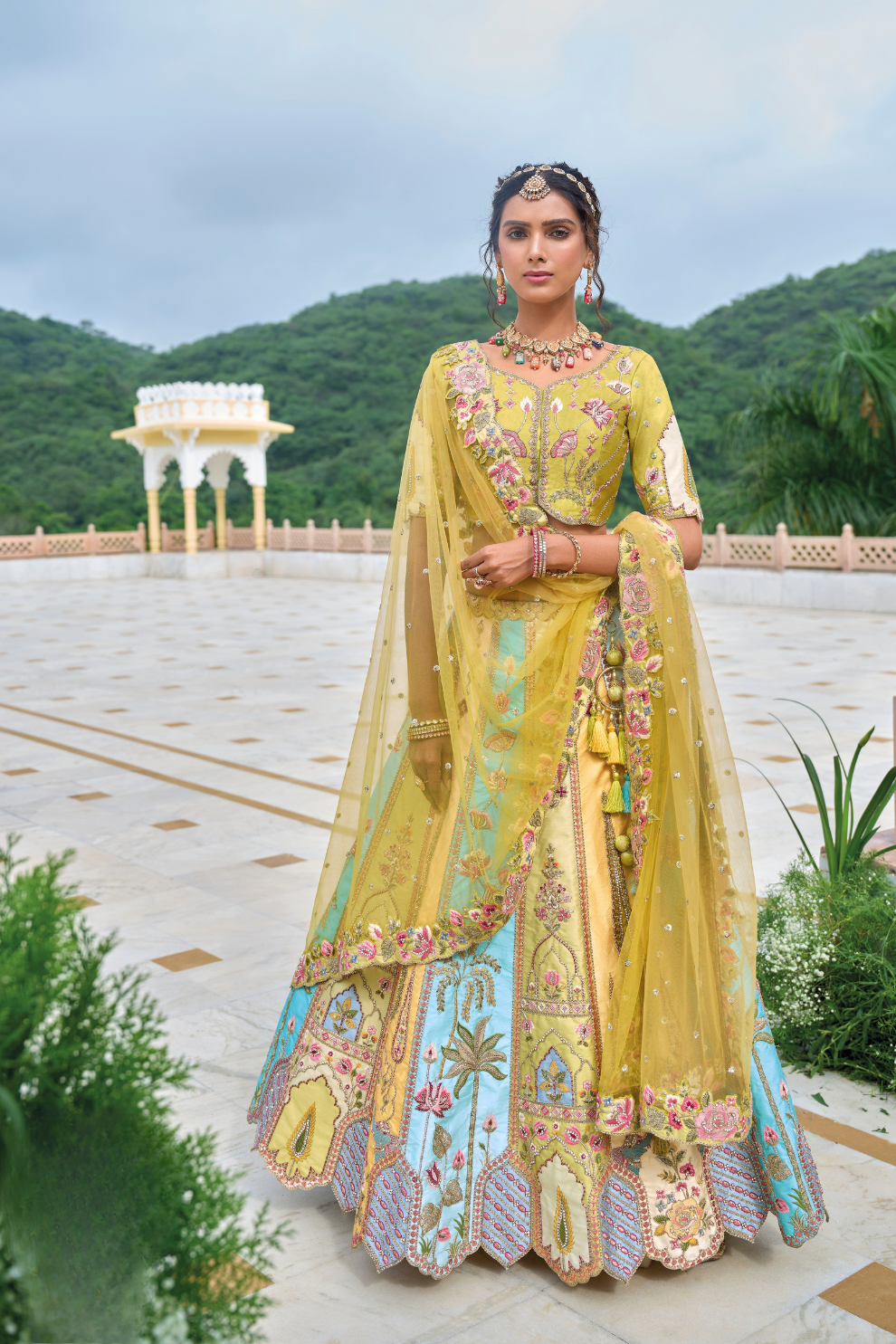 Beautifully Shaded Silk Lehenga with Handcrafted Embroidery & Cutwork
