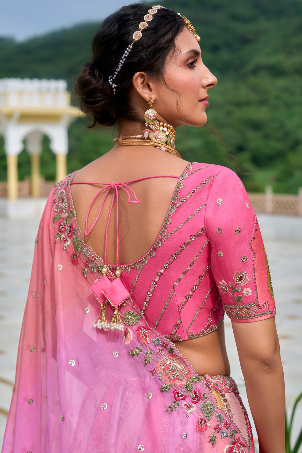 Beautifully Shaded Silk Lehenga with Handcrafted Embroidery & Cutwork