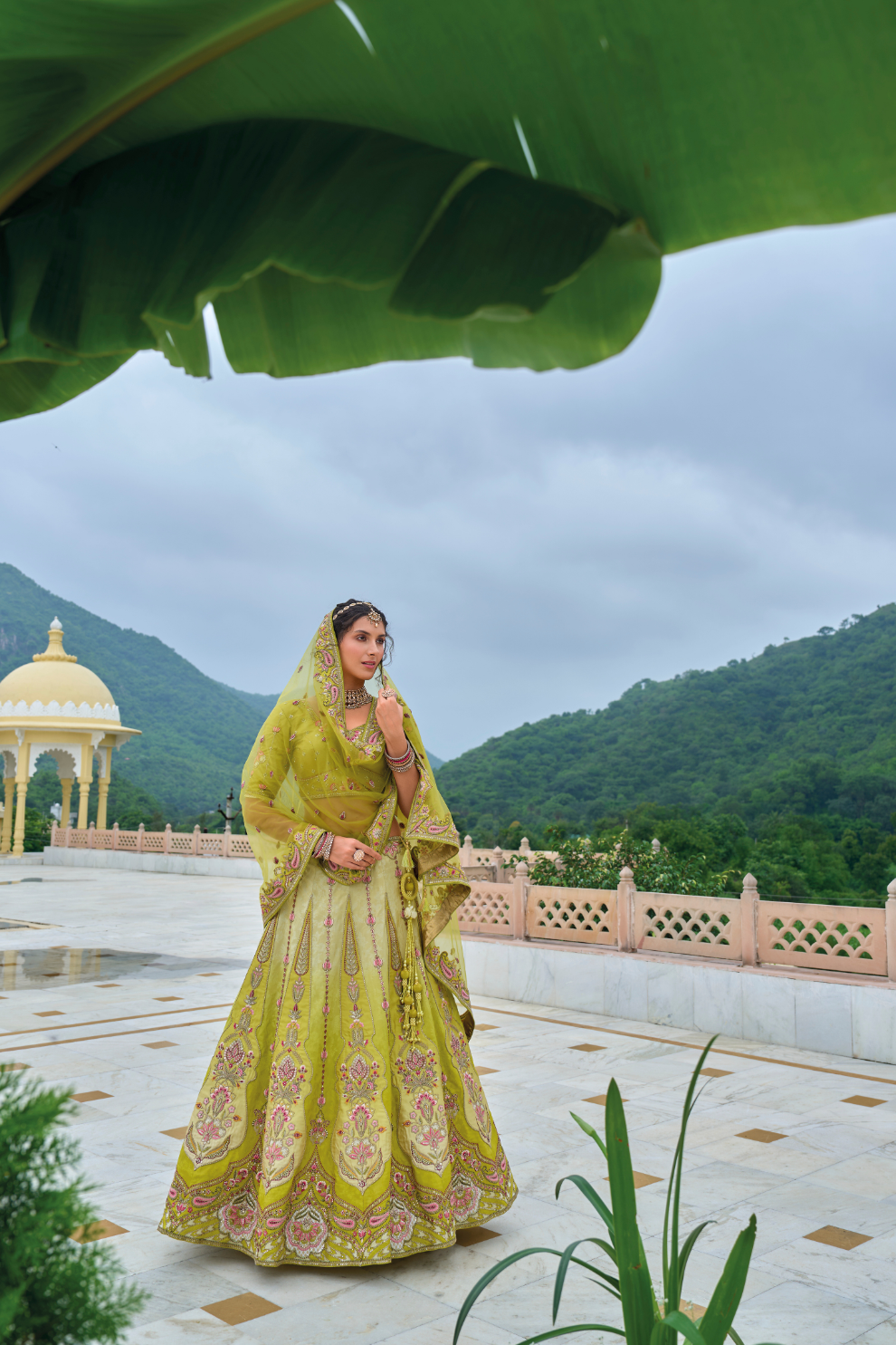 Beautifully Shaded Silk Lehenga with Handcrafted Embroidery & Cutwork