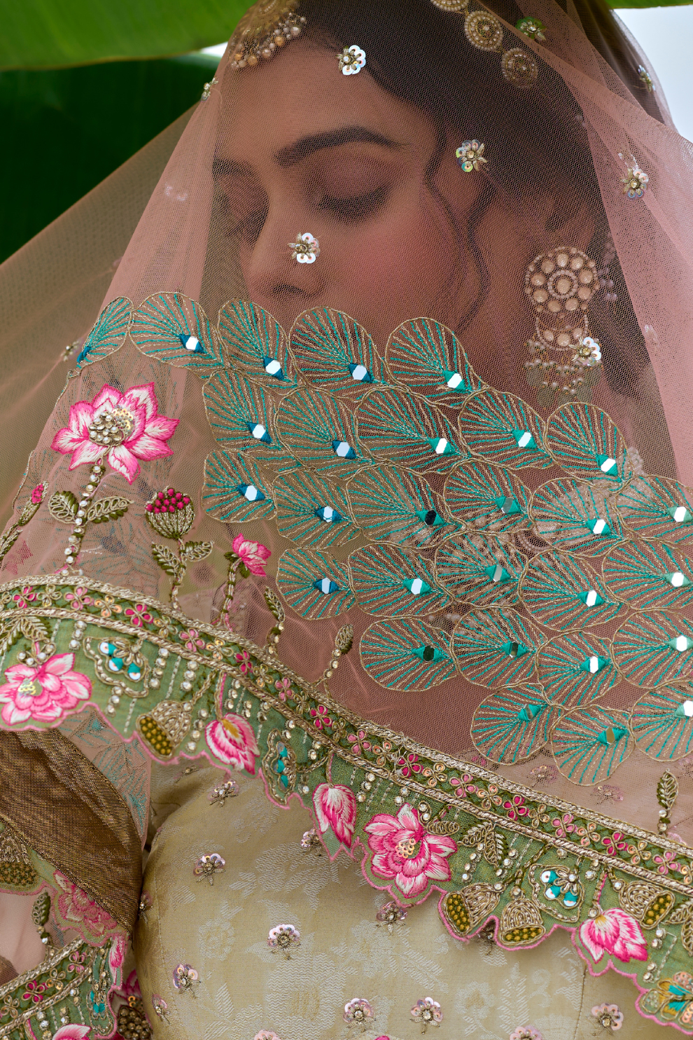 Beautifully Shaded Silk Lehenga with Handcrafted Embroidery & Cutwork