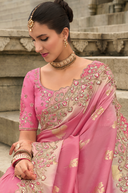 Soft Radiance in Pink Tissue Georgette Elegance