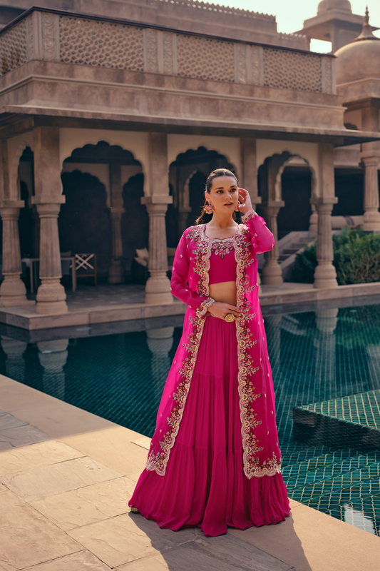 Elegance Reimagined Indo-Western Style in Rich Chinnon Silk