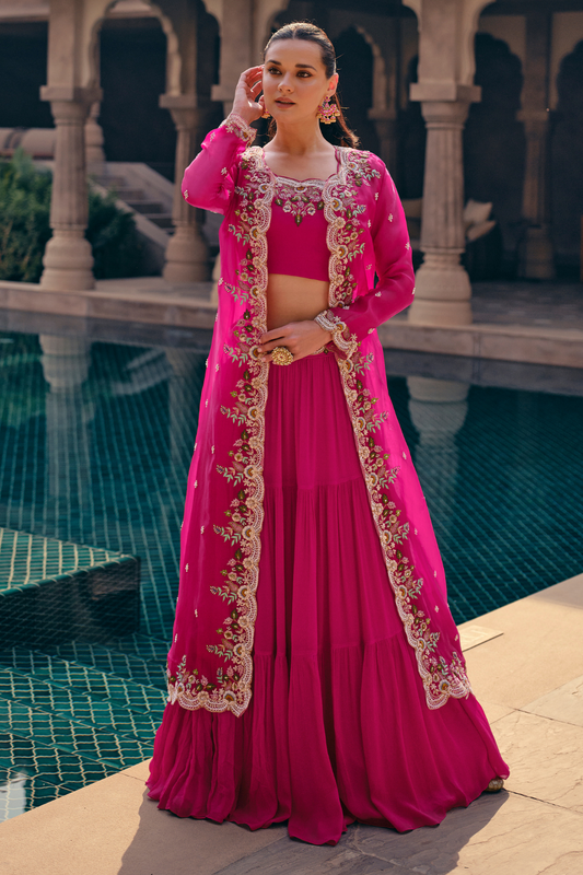 Elegance Reimagined Indo-Western Style in Rich Chinnon Silk