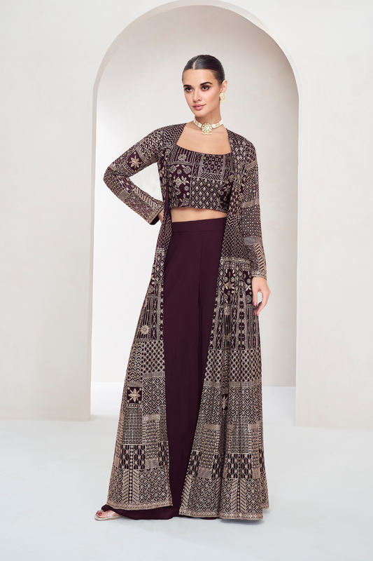 Designer Indo-Western Jacket Suit with Intricate Cut Dana Detailing