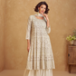Elegance Redefined: Full-Length Indo-Western Dress with Zari Detailing for Luxe Festive Looks
