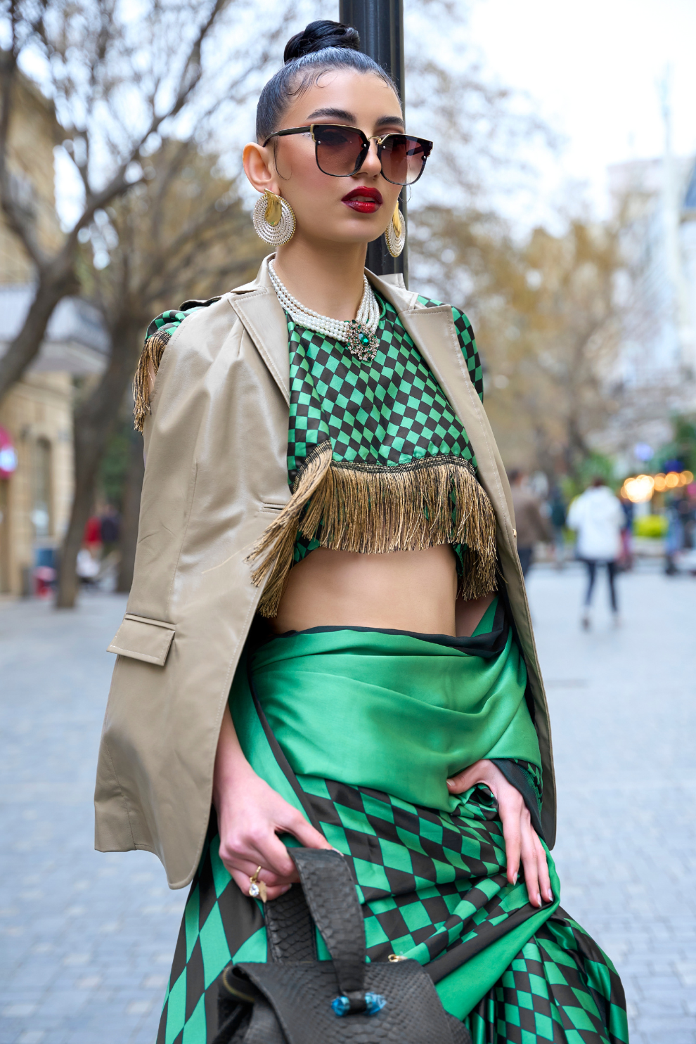 Japan Satin Printed Saree with Elegant Silken Drape Finish