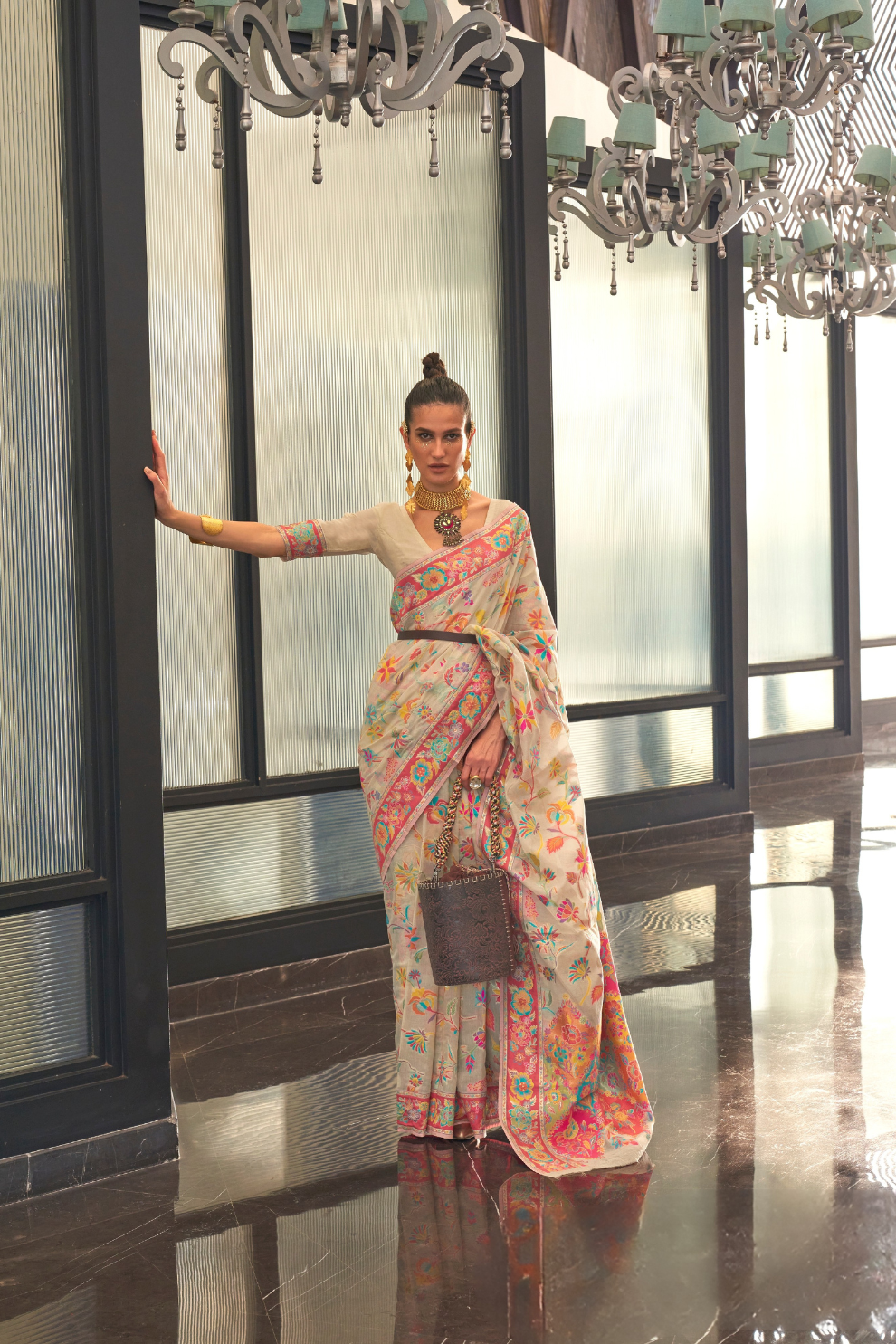 Kashmiri Modal Pashmina Silk Saree with Traditional Elegance