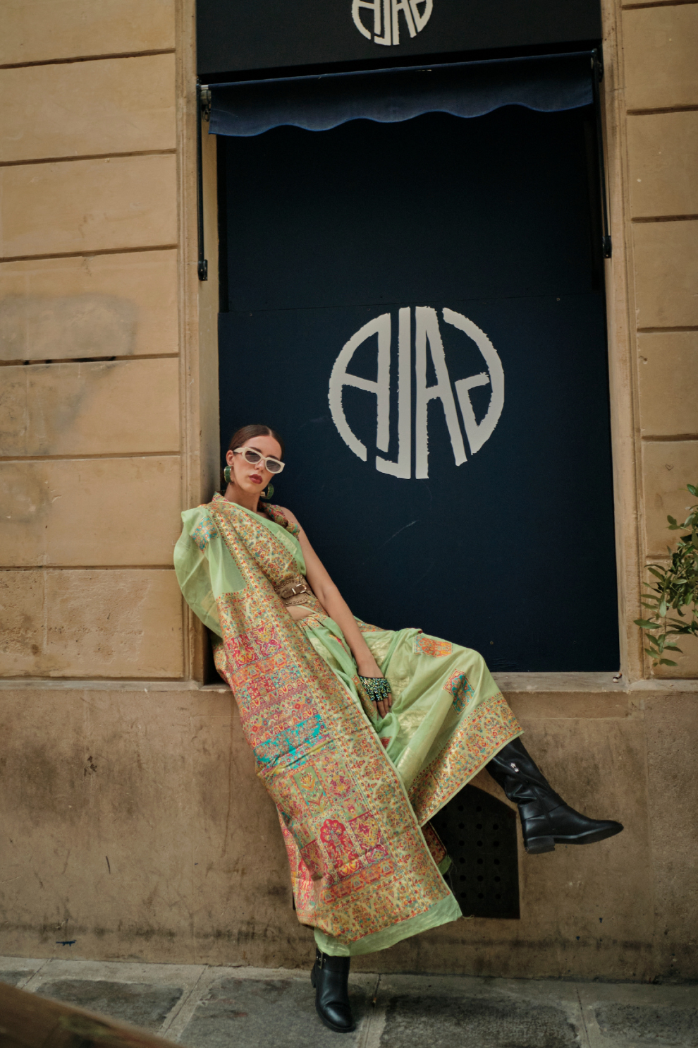 Kashmiri Modal Handloom Weaving Saree with Intricate Traditional Patterns