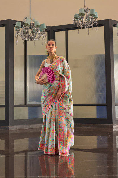 Kashmiri Modal Pashmina Silk Saree with Traditional Elegance