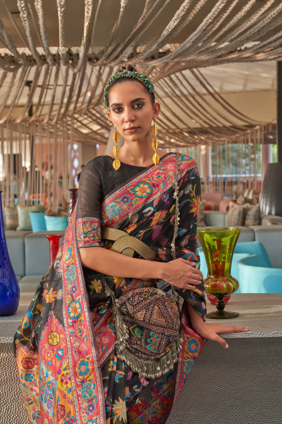 Kashmiri Modal Pashmina Silk Saree with Traditional Elegance