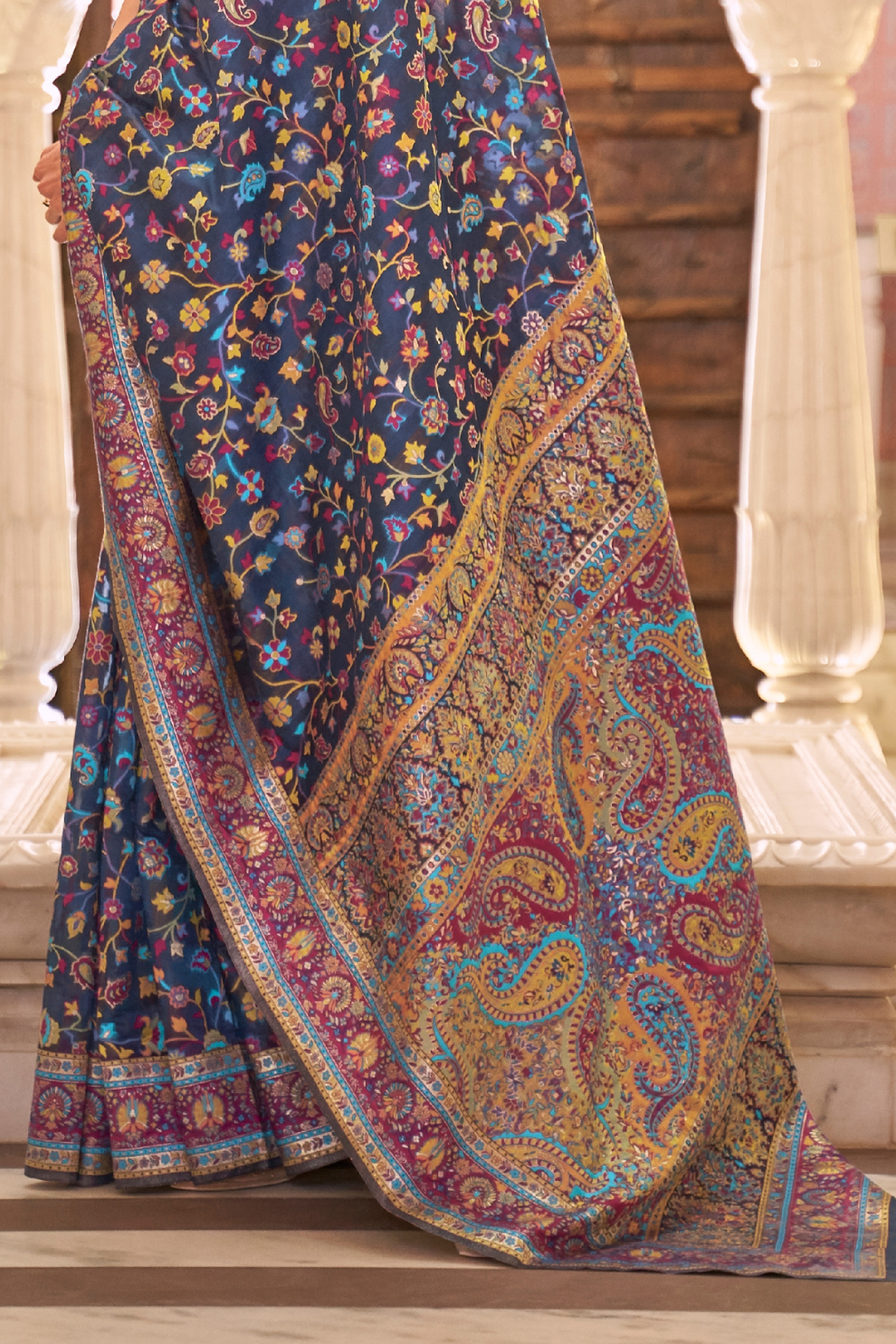 Premium Modal Silk Saree with Kashmiri Handloom Design