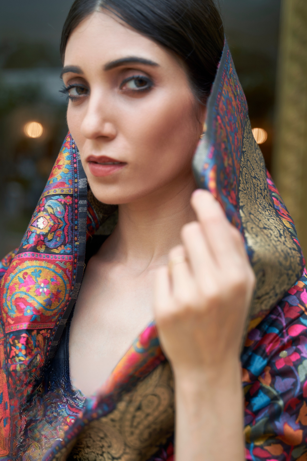 Premium Floral Banarasi Saree with Pashmina Silk Look