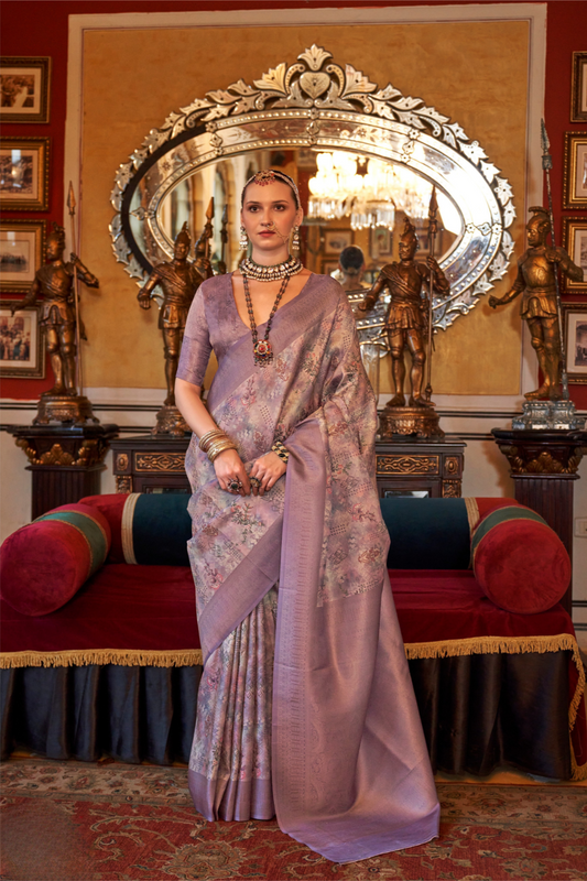 Traditional Woven Silk Blend Saree in Kanjivaram Design