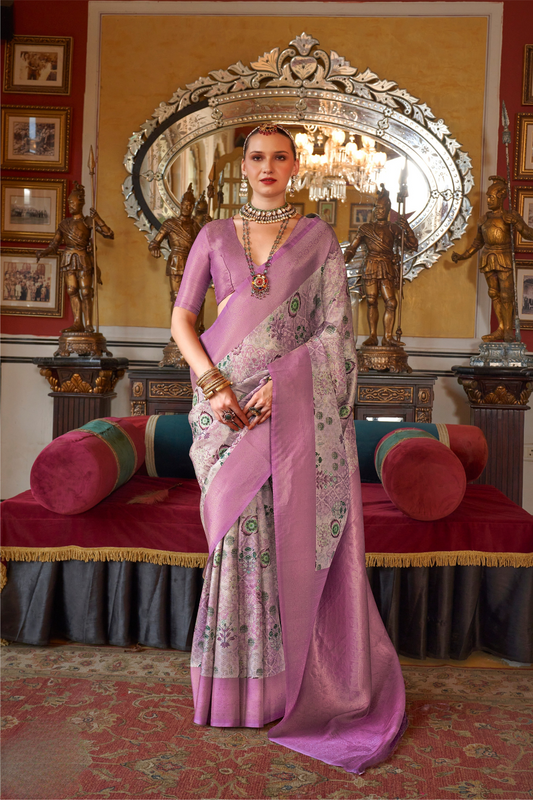 Traditional Woven Silk Blend Saree in Kanjivaram Design