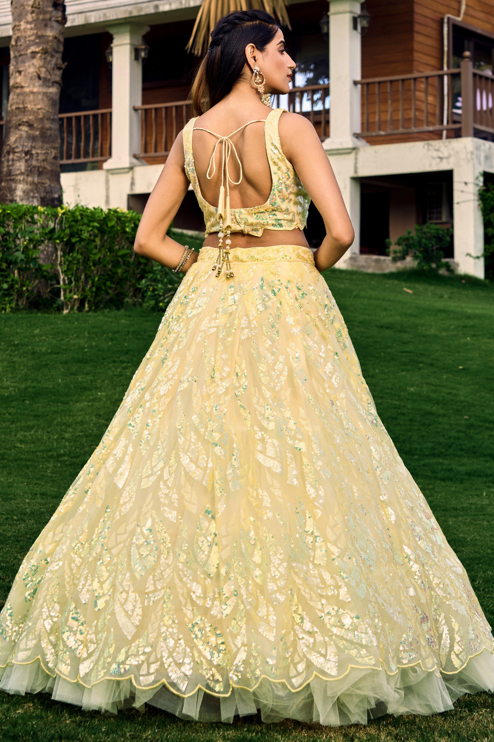 Elegant Lehenga Set with Multiple Sequins & Thread Embroidery