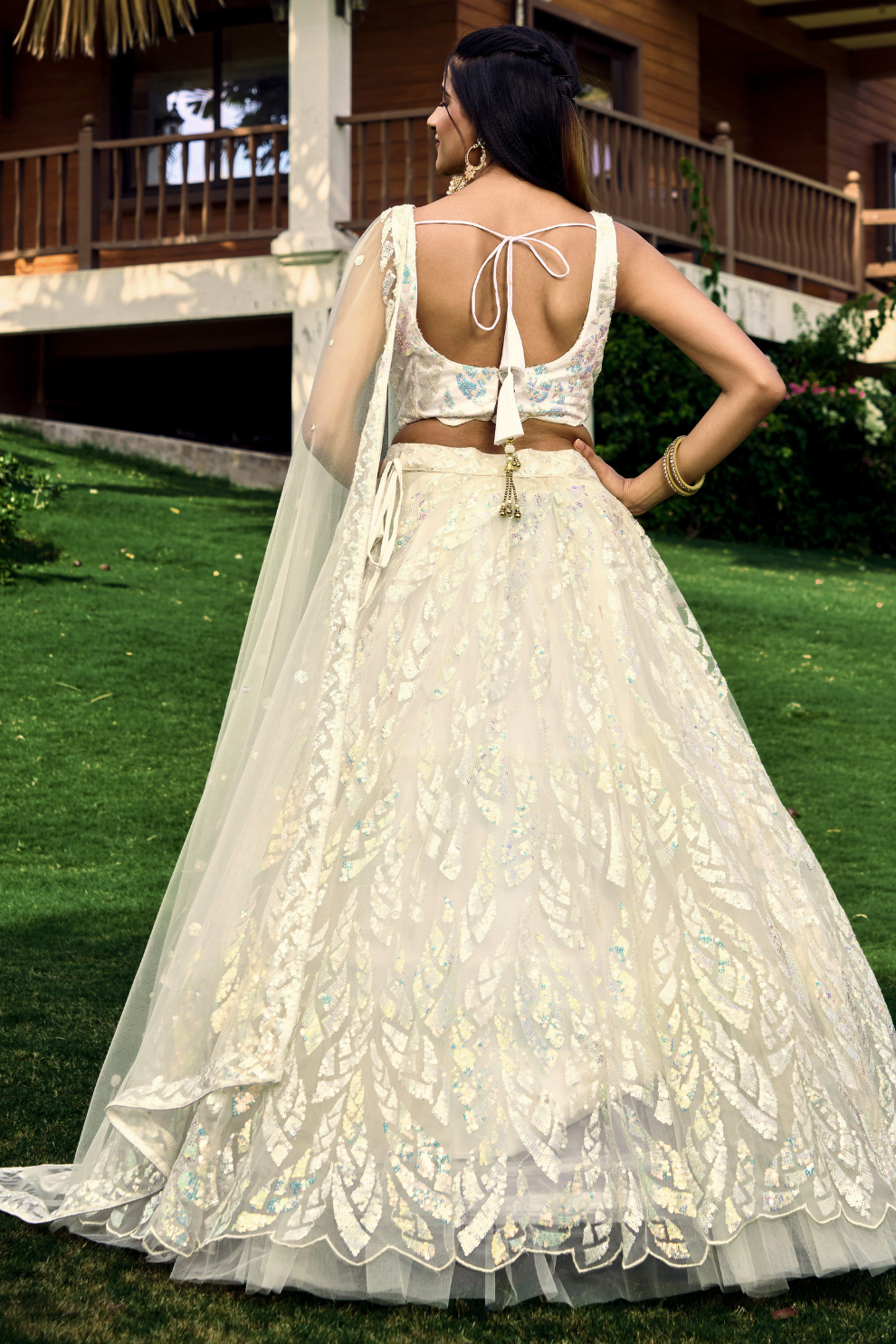 Elegant Lehenga Set with Multiple Sequins & Thread Embroidery