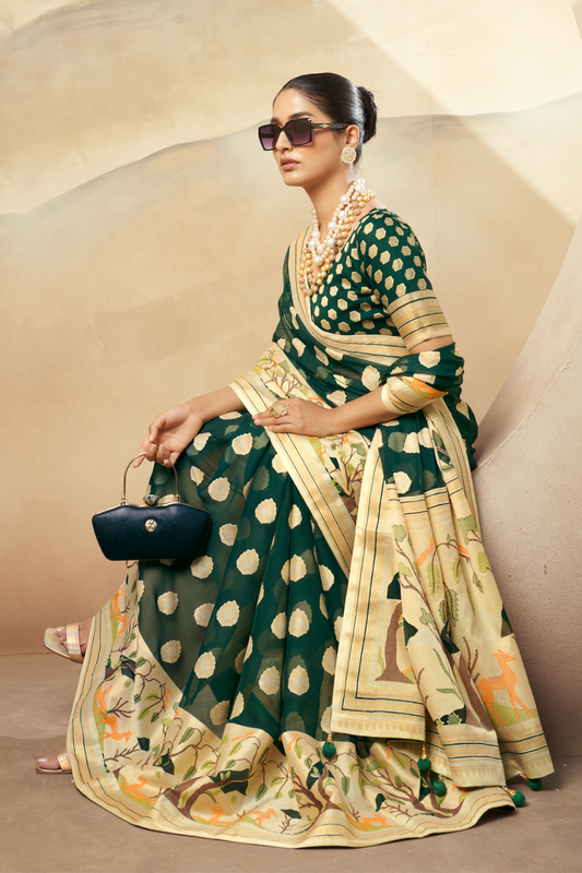 Georgette Saree with Artistic Burnout Butti for Occasions