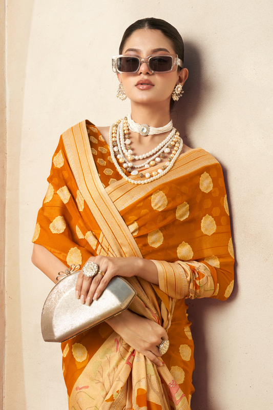 Georgette Saree with Artistic Burnout Butti for Occasions