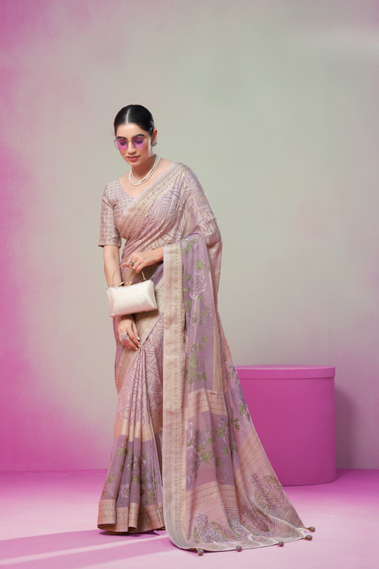 Luxury Georgette Saree Featuring Burnout Detailing