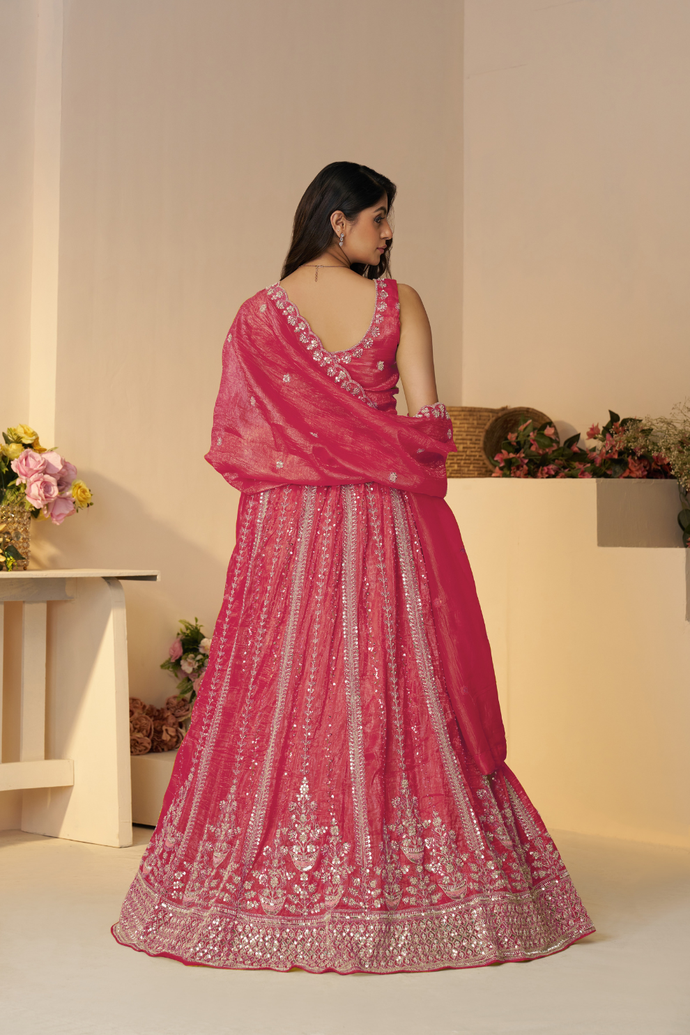 Elegant Designer Lehenga with Intricate Sequins and Cut Dana Detailing