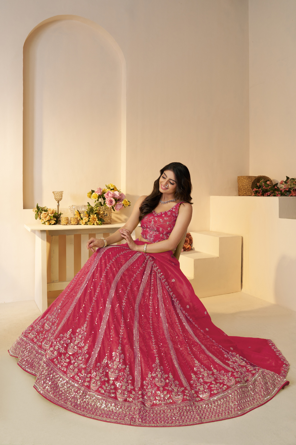 Elegant Designer Lehenga with Intricate Sequins and Cut Dana Detailing