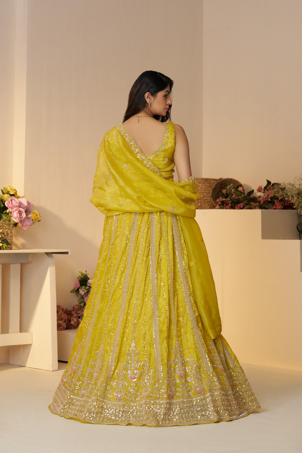 Elegant Designer Lehenga with Intricate Sequins and Cut Dana Detailing