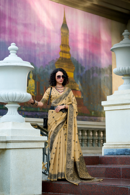 Linen Tissue Silk Saree with Soft Shine and Natural Elegance - LaVante Fashion