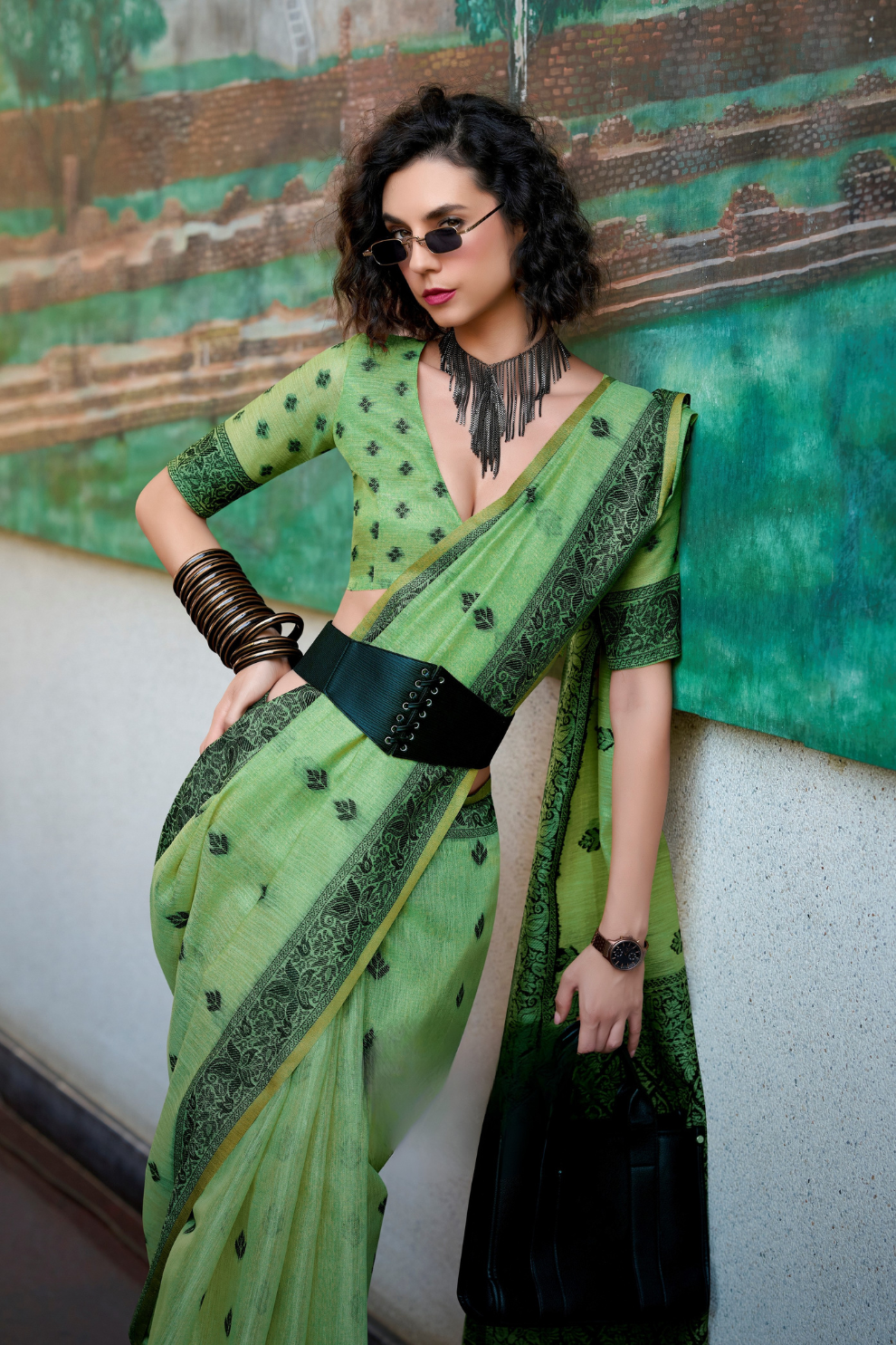 Linen Tissue Silk Saree with Soft Shine and Natural Elegance - LaVante Fashion