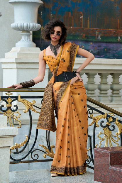 Linen Tissue Silk Saree with Soft Shine and Natural Elegance - LaVante Fashion