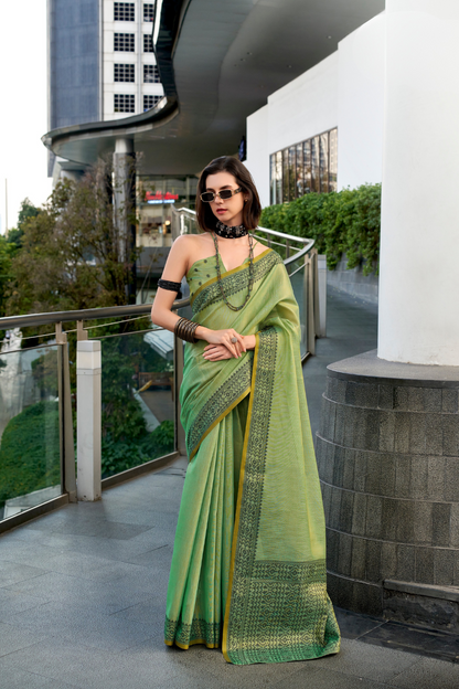 Linen Tissue Silk Saree with Elegant Sheen - LaVante Fashion