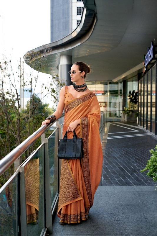 Linen Tissue Silk Saree with Elegant Sheen - LaVante Fashion