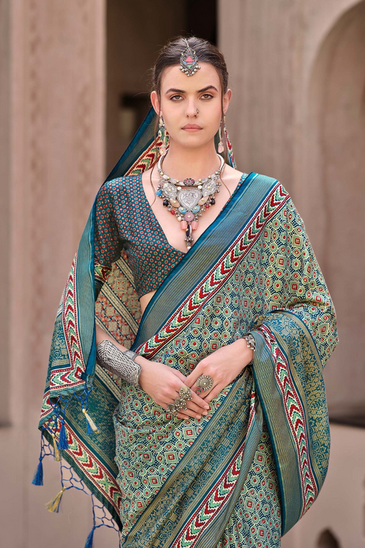 Mercerized New Sigma Silk Saree with Aqua Finish - LaVante Fashion