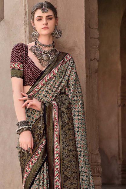 Mercerized New Sigma Silk Saree with Aqua Finish - LaVante Fashion