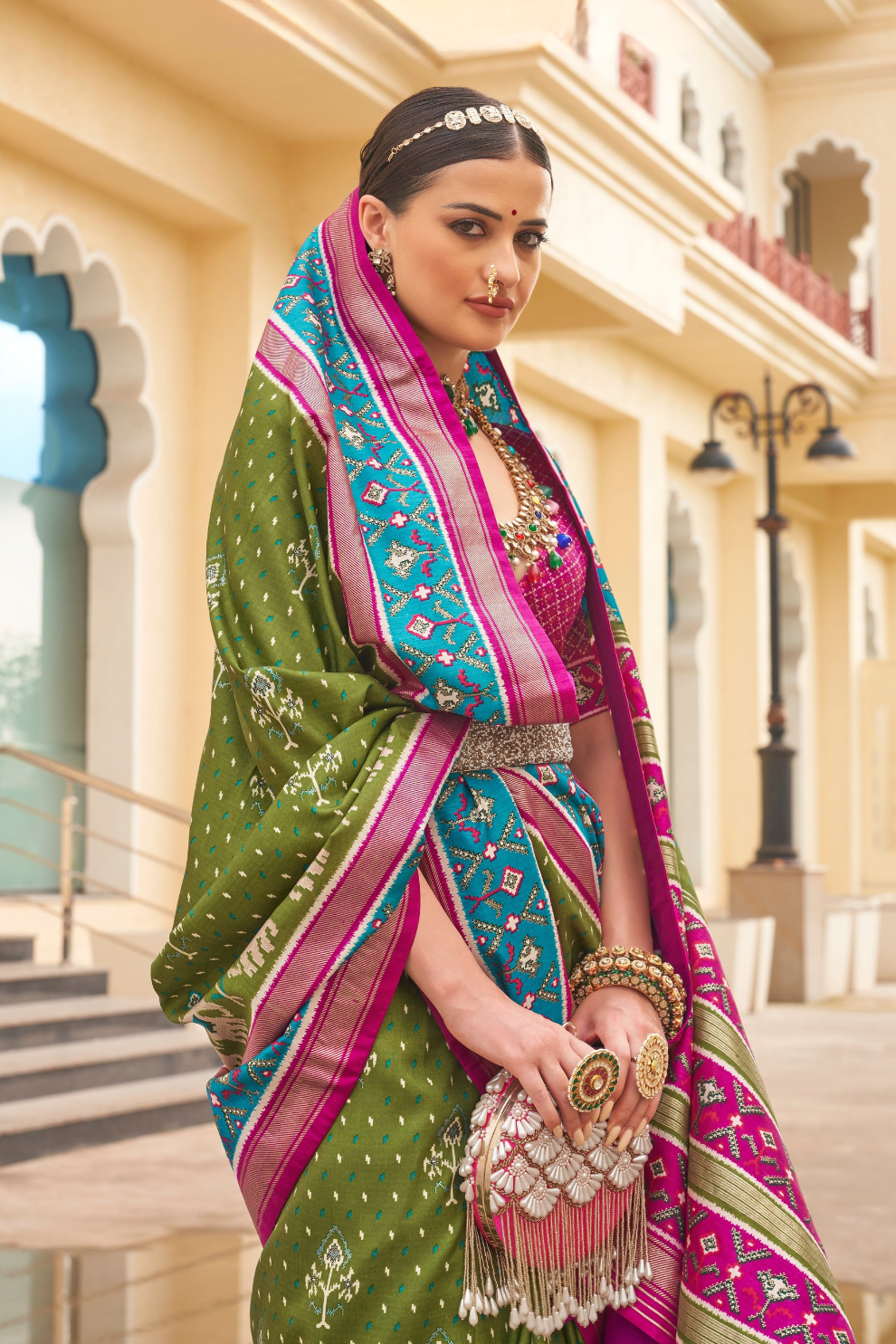 Traditional Patola Silk Saree for Weddings with Matching Blouse