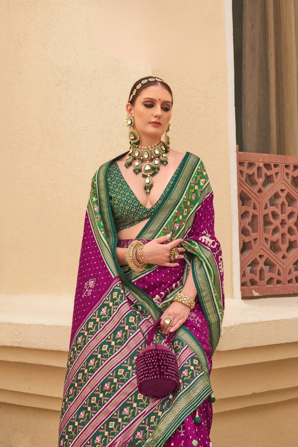Traditional Patola Silk Saree for Weddings with Matching Blouse