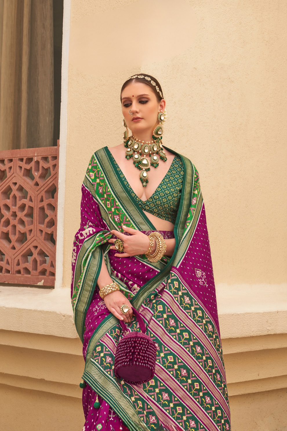 Traditional Patola Silk Saree for Weddings with Matching Blouse