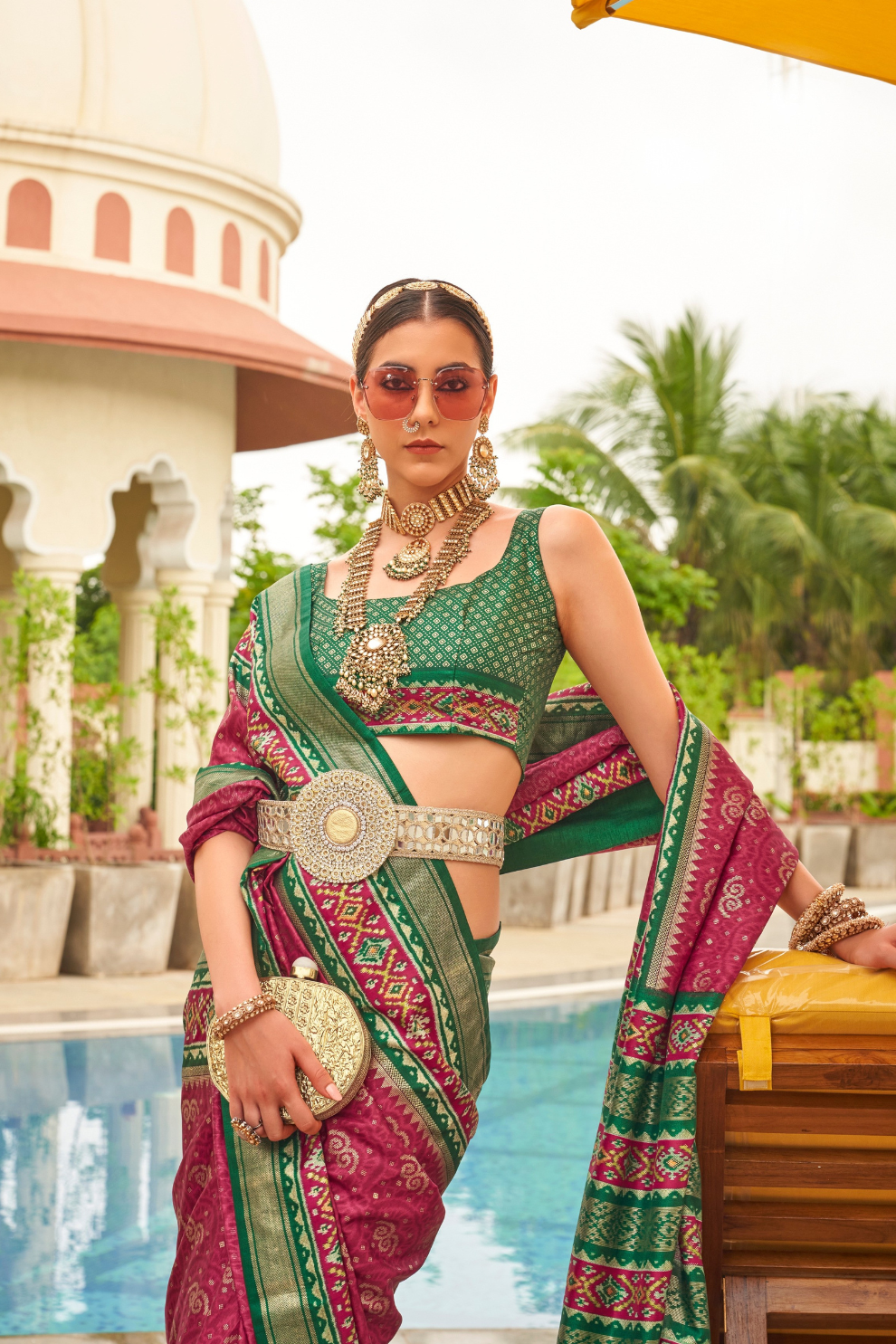 Traditional Patola Print Saree in Sigma Silk Blend Fabric