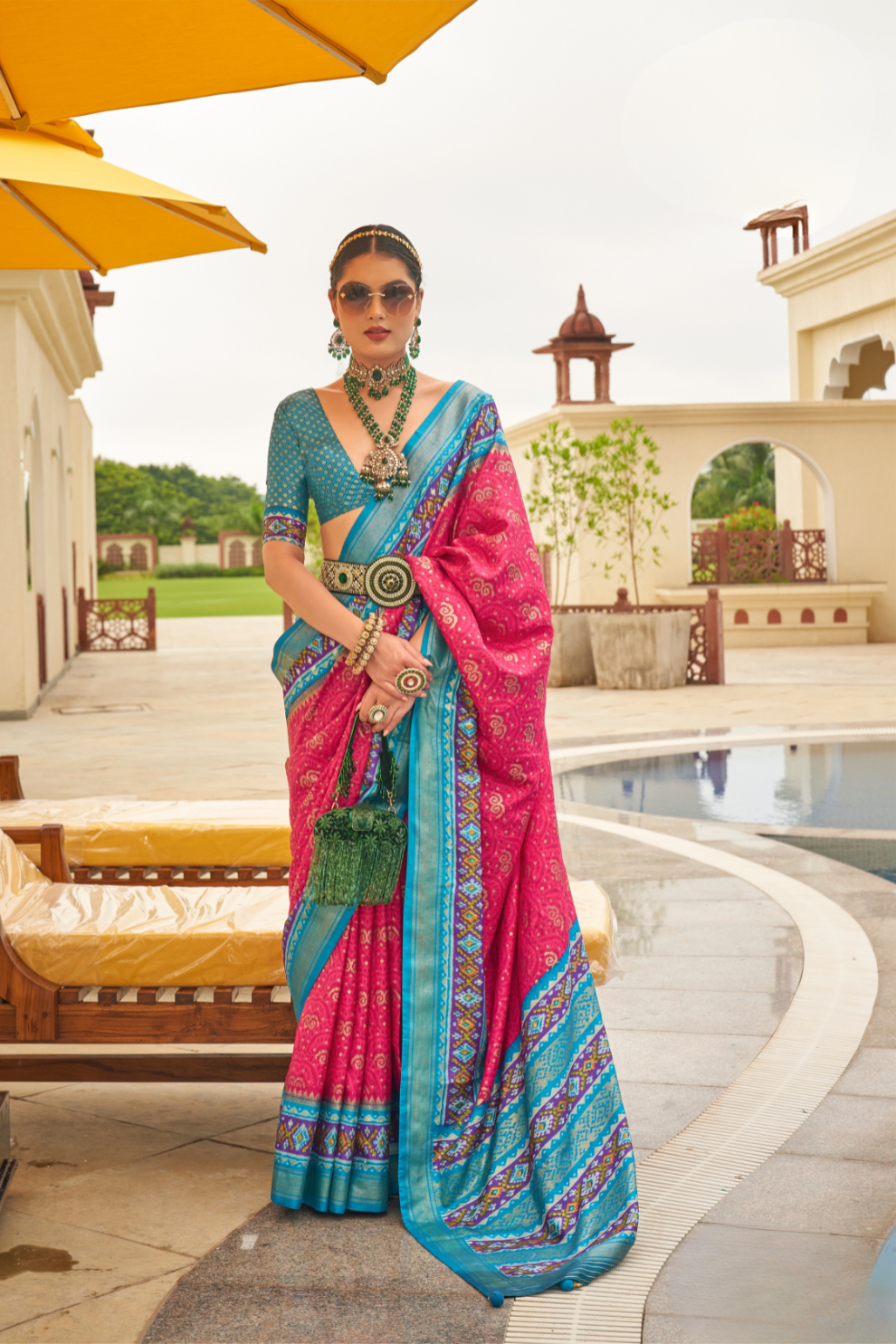 Traditional Patola Print Saree in Sigma Silk Blend Fabric