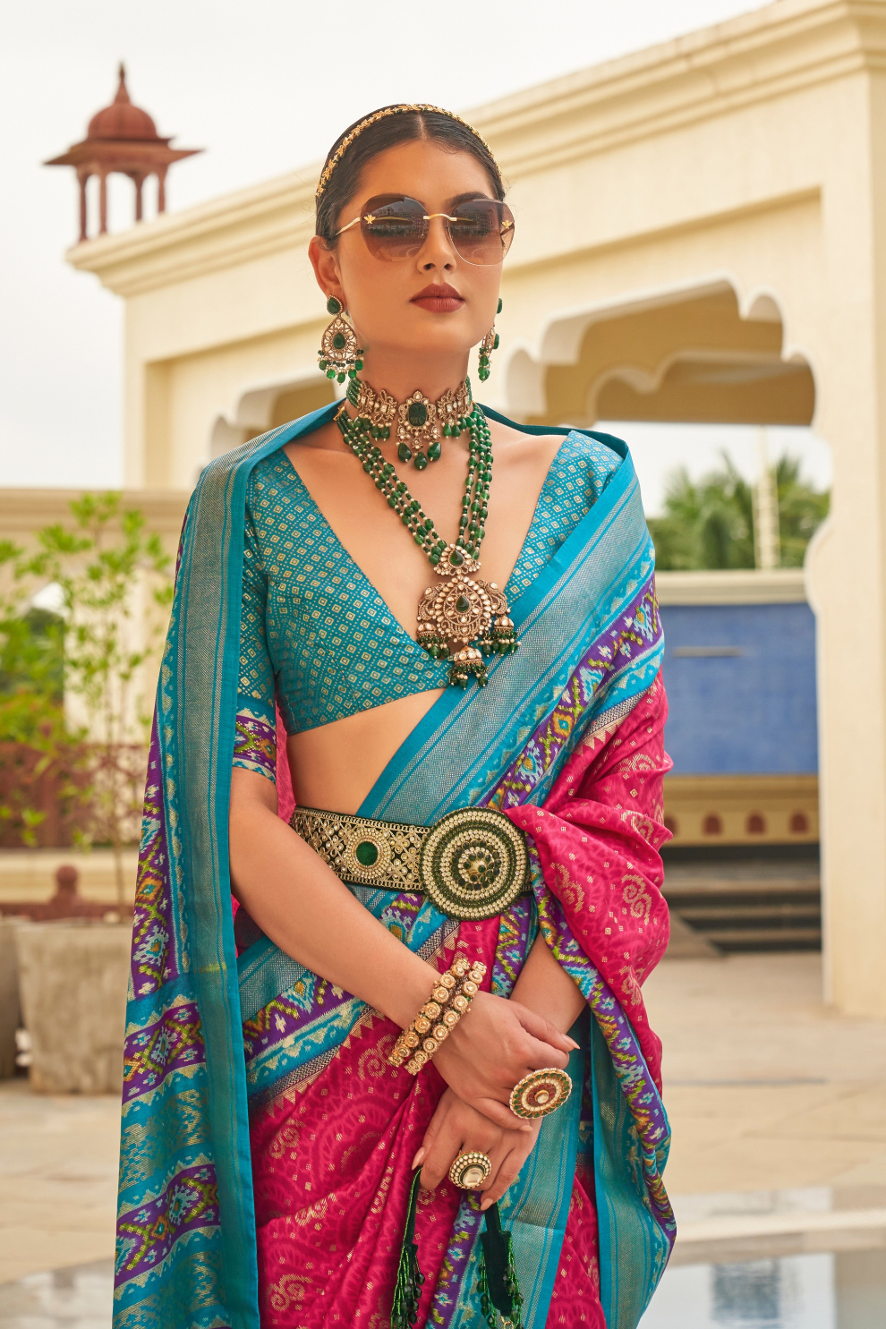 Traditional Patola Print Saree in Sigma Silk Blend Fabric