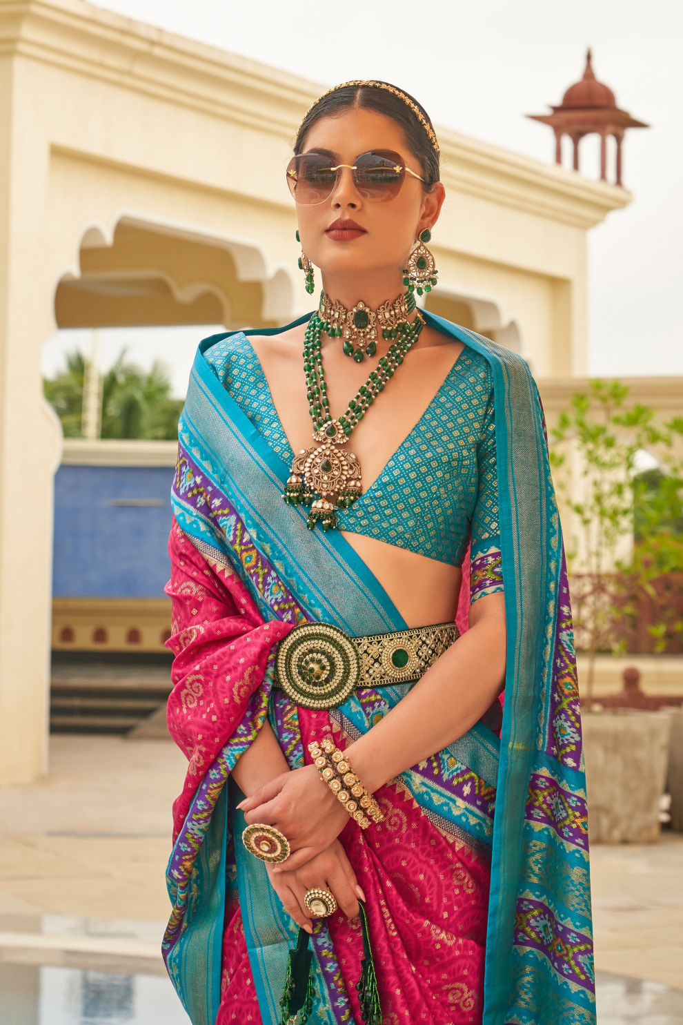 Traditional Patola Print Saree in Sigma Silk Blend Fabric