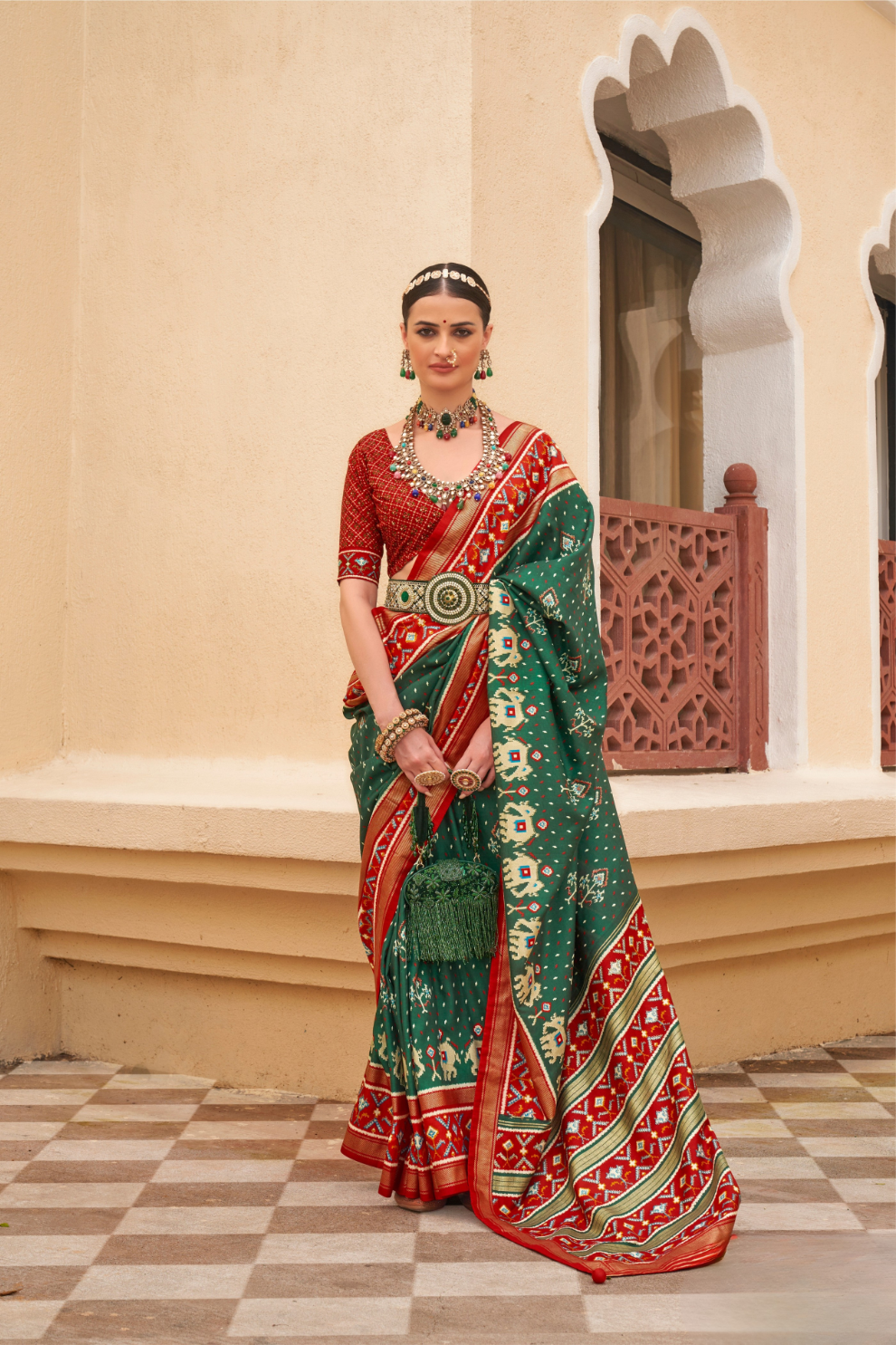 Traditional Patola Silk Saree for Weddings with Matching Blouse