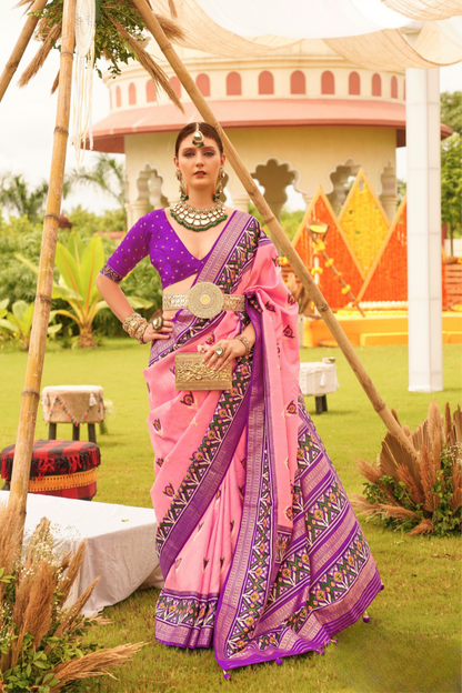 Elegant Patola Printed Art Silk Saree for Festive Wear