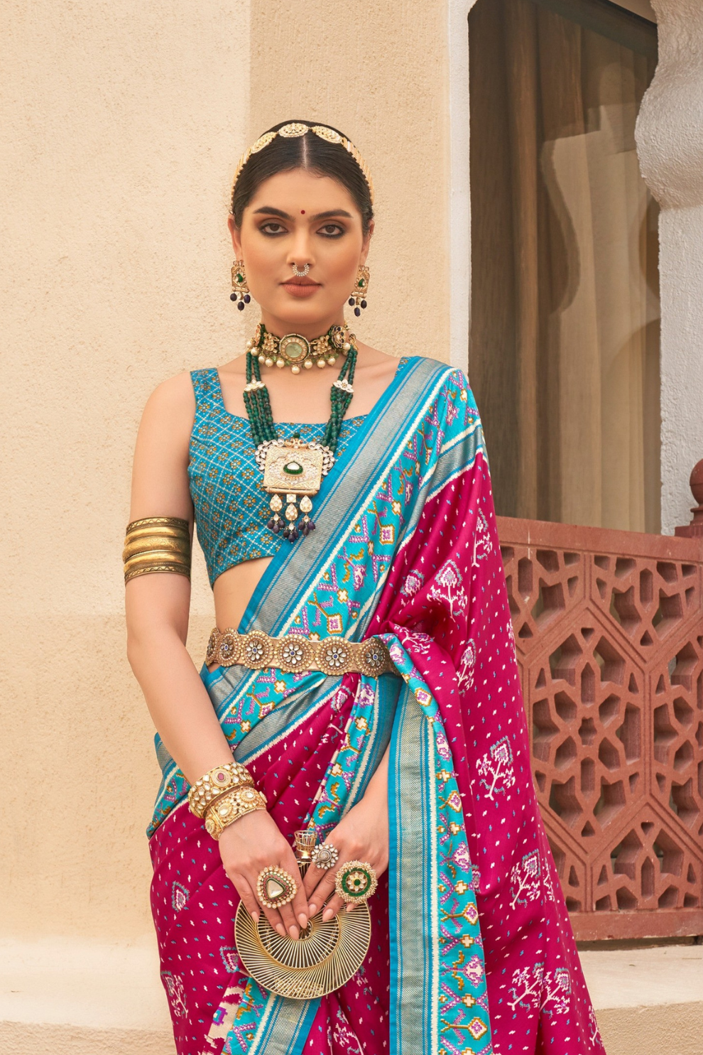 Traditional Patola Silk Saree for Weddings with Matching Blouse