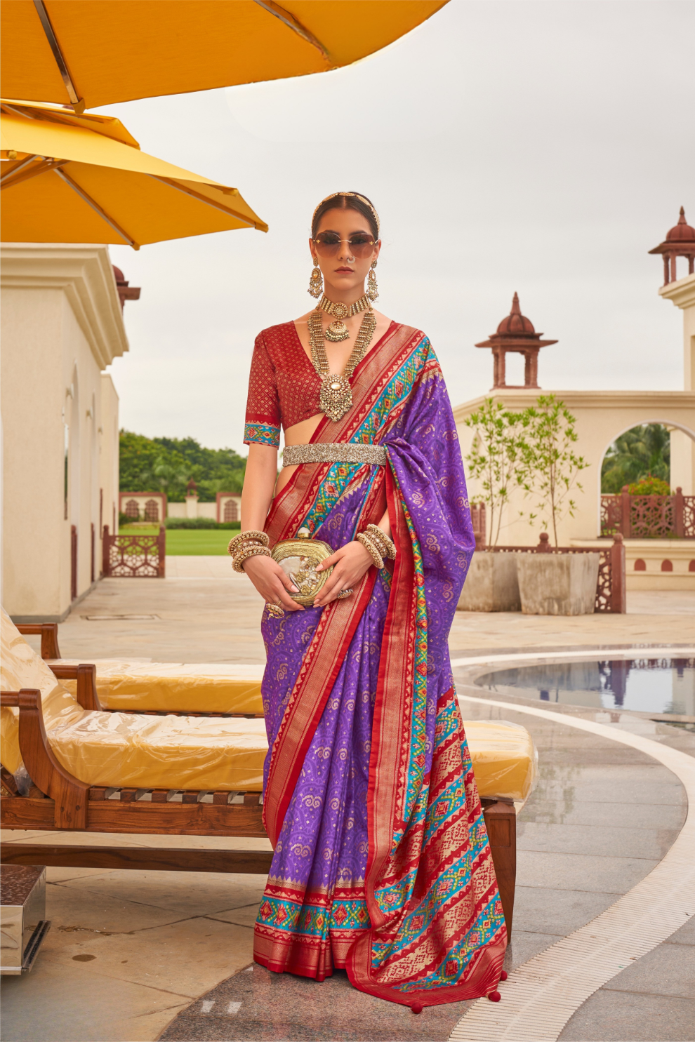 Traditional Patola Print Saree in Sigma Silk Blend Fabric