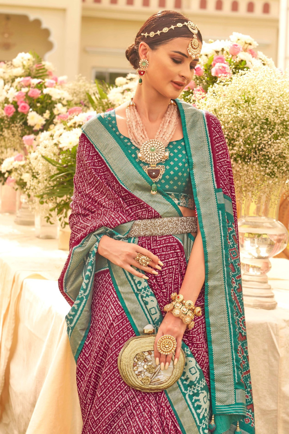 Premium Mercerized Silk Saree with Patola Motifs