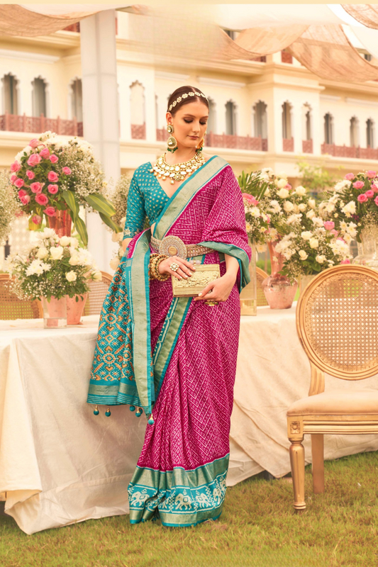 Premium Mercerized Silk Saree with Patola Motifs